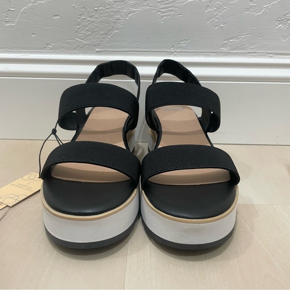 NWT Madden NYC Women’s Size 10 Talla Wedge Sandals Strap Black White Cream - Picture 5 of 13